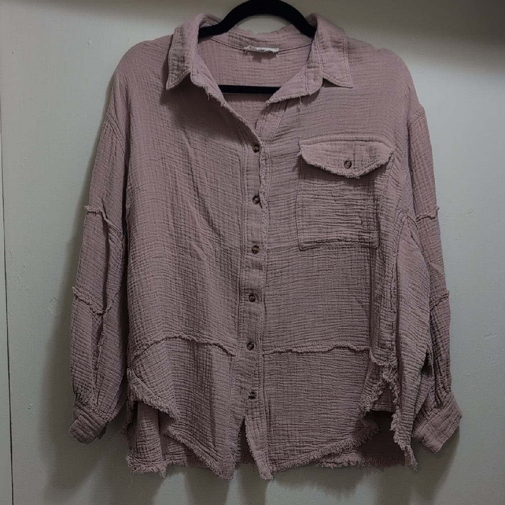 Easel Soft Pink Textured Shirt